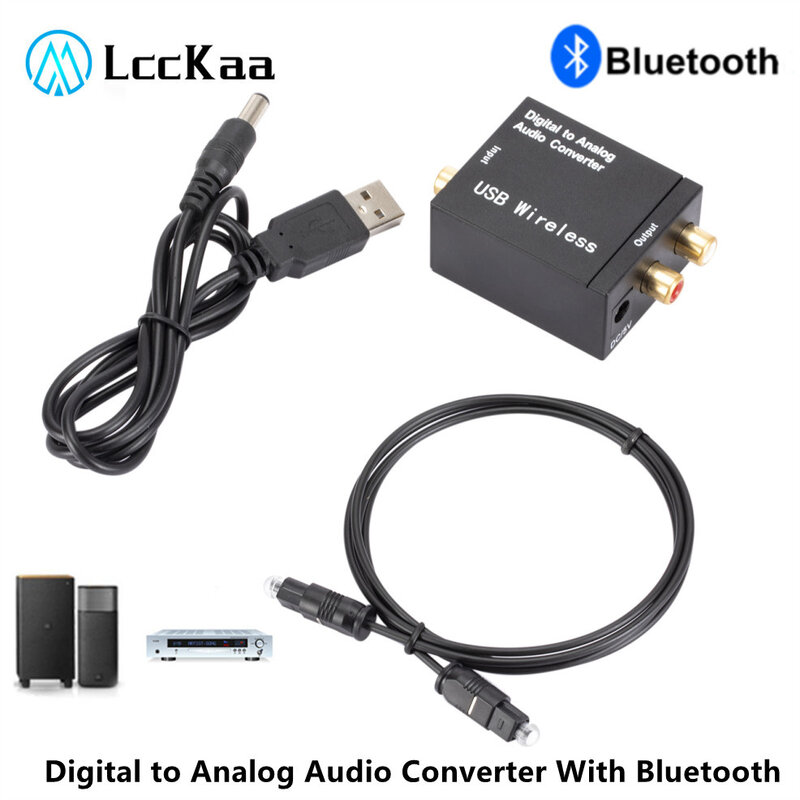 USB DAC مكبر للصوت مع بلوتوث الرقمية إلى التناظرية محول صوت الألياف البصرية Toslink محوري إشارة إلى RCA R/L محلل شفرة سمعي