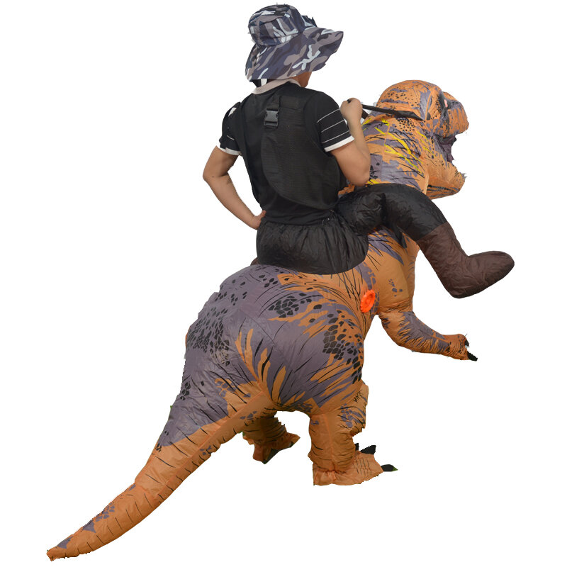 ركوب زي ديناصور نفخ T-Rex هالوين فستان بتصميم حالم للكبار زي التنين حفلة الزي الحيوان تحت عنوان تفجير تأثيري