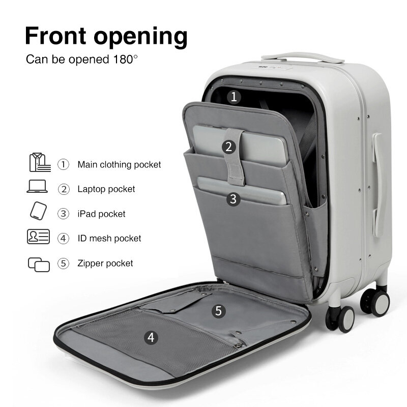 Mixi العلامة التجارية الفاخرة تصميم تحمل على حقيبة سفر البولي المتداول الأمتعة مع 8 عجلات الدوار TSA قفل 18 20 بوصة