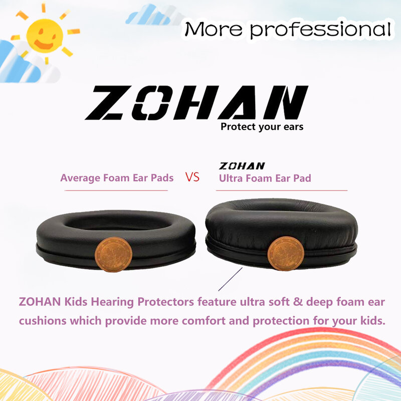 واقي للأذن من ZOHAN بتصميم سلبي للأذنين NRR22DB مضاد للضوضاء أدوات حماية للأذن هيب هوب للأطفال من البنات والأولاد