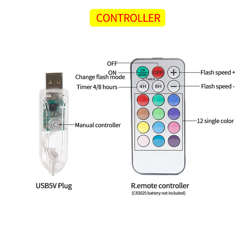 USB 5 فولت سلسلة عيد الميلاد ضوء RGB البعيد مؤقت تحكم عن بُعد 10 متر 100LED 20 متر 200LED الجنية أكاليل لحفل الزفاف شجرة تزيين عيد الميلاد مصباح