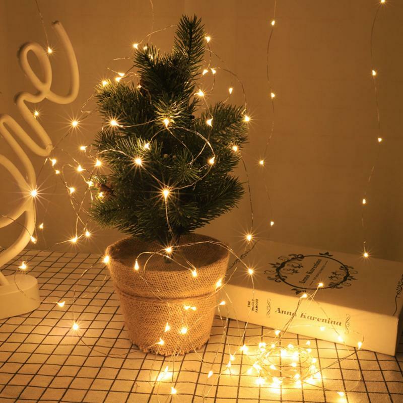 Led سلسلة الجنية أضواء الأسلاك النحاسية سلسلة 5/10 متر عطلة في الهواء الطلق مصباح إكليل لشجرة عيد الميلاد الزفاف ديكور المنزل الطرف