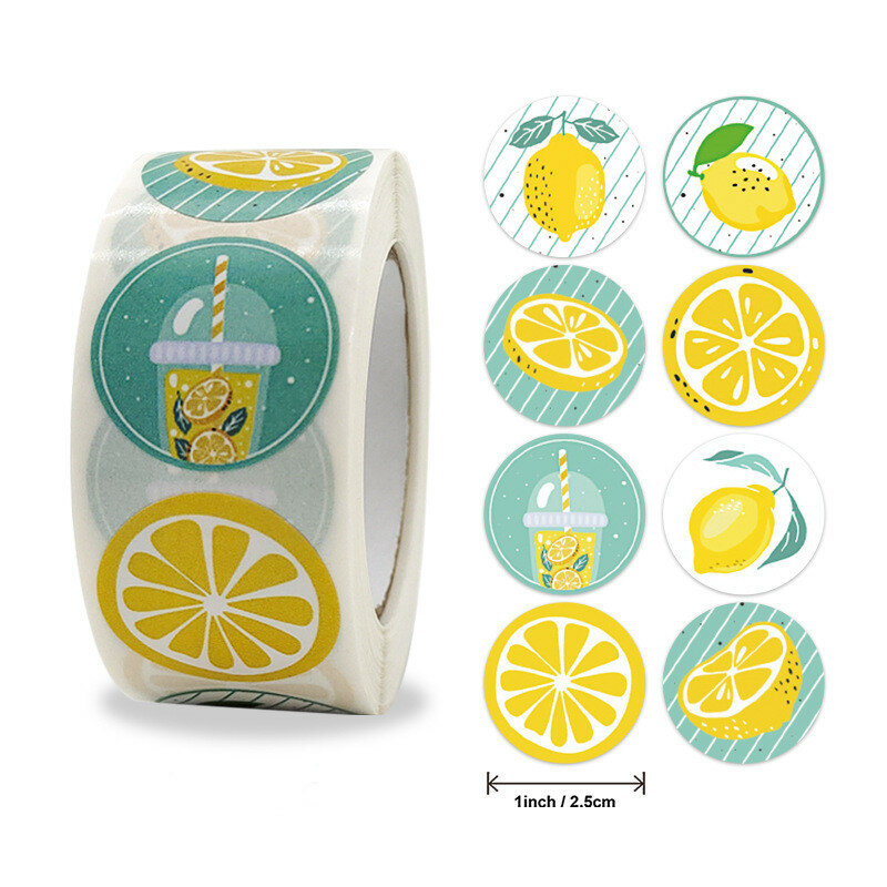 الأصفر الليمون ملصق 500 قطعة/لفة للأطفال مكافأة ملصق الفاكهة labelsشكرا لك ملصقا الاطفال اللعب