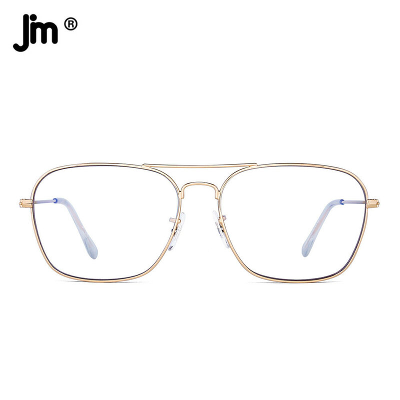 نظارات JM أفياتور للحاسوب بإضاءة زرقاء مربعة الشكل لحماية العين نظارات فيديو مضادة للوهج للرجال والنساء