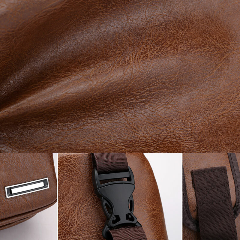 جديد الرجال الرياضة الصدر حقيبة Vintage بولي Zipper سستة مفتوحة حقيبة كروسبودي مع ثقوب سماعة الموضة حقيبة رياضية للرجال