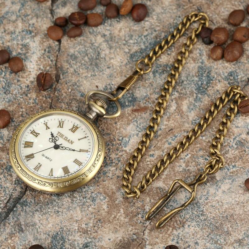 قذيفة الهاتفي ساعة جيب قلادة خمر شيك كوارتز الأرقام الرومانية ساعة المرأة قلادة سلم سلسلة سميكة ساعة هدية للسيدات