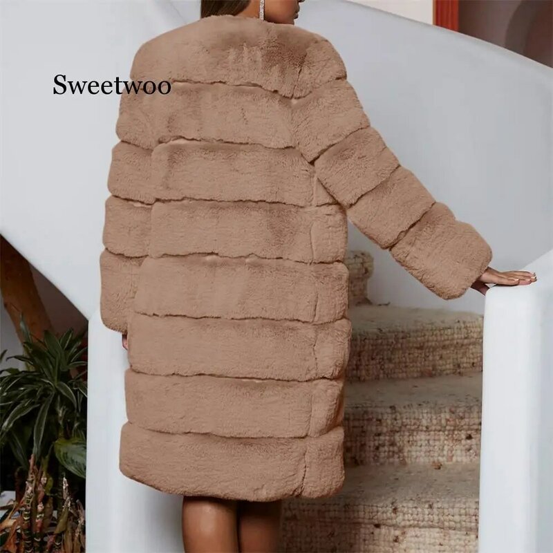 الشتاء فو الفراء معطف المرأة 2020 عادية سميكة الدافئة معطف طويل الإناث الفاخرة الأسود فرو سترات كبيرة الحجم سترة أبلى