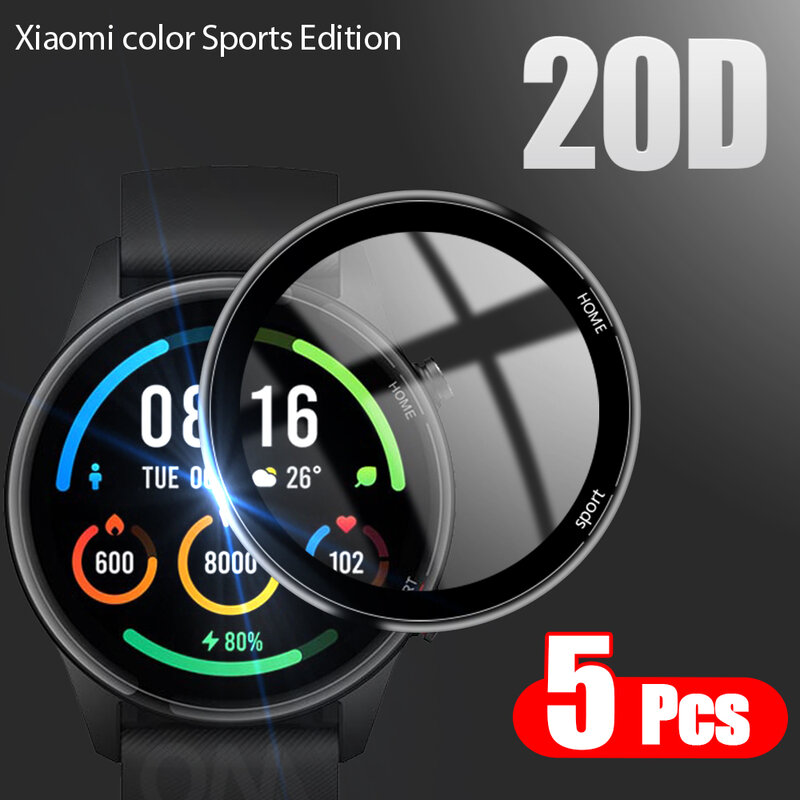 20D منحني لينة واقية فيلم غطاء ل شاومي Mi اللون الرياضة طبعة ساعة ذكية النسخة العالمية حامي الشاشة (وليس الزجاج