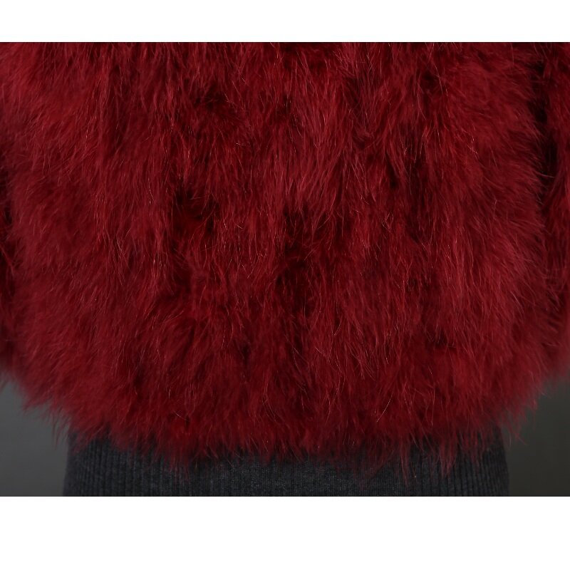 13 ألوان الموضة مثير النعامة الصوف تركيا الفراء معطف المرأة رمادي ريشة قصيرة سترة الشتاء مهرجان كم طويل XS 8XL 9XL10XL