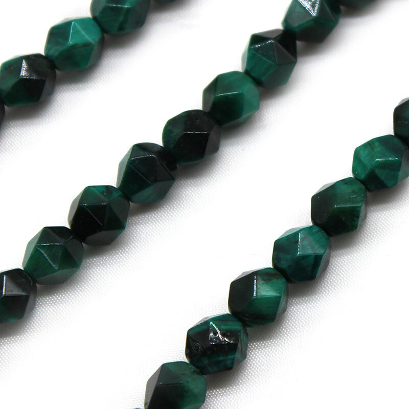الطبيعية الماس الأوجه الأخضر خرز عين النمر الخرز المستديرة لصنع المجوهرات سوار ذاتي الصنع قلادة Charms 15 "ستراند 6 8 10 مللي متر