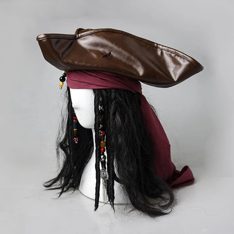 كابتن قبعة هالوين القراصنة تأثيري الشعر الديكور يتوهم الباروكات أغطية الرأس جاك حلي اكسسوارات