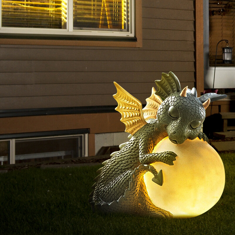 ثلاثية الأبعاد ديناصور صغير شكل النوم النحت الراتنج الجدول مصابيح ديكور أضواء الليل التنين نموذج حديقة في الهواء الطلق فناء الديكور