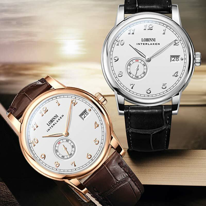 Lobinni سويسرا العلامة التجارية الفاخرة 2021 منتجات جديدة ساعة رجالي صغيرة الدوار ساعة يد تعمل بالحركة فائقة رقيقة التلقائي ساعة ميكانيكية