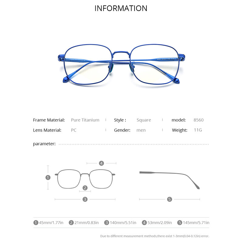 FONEX التيتانيوم النقي إطار نظارات الرجال مربع نظارات 2020 جديد الموضة الذكور قصر النظر البصرية وصفة النظارات إطارات 8560