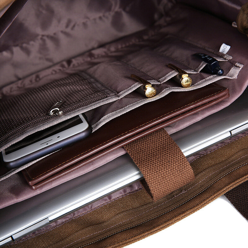 حقيبة سفر من القماش الكتاني للرجال ، حقيبة كتف كلاسيكية ، حقيبة حمل كبيرة ، غير رسمية ، لأجهزة الكمبيوتر المحمول ، XA506F