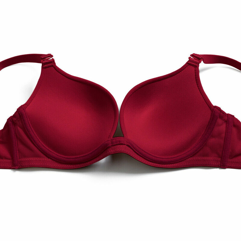 Vgplay حمالات الصدر الحمراء للنساء رفع مبطن للتحويل متعدد الاتجاهات الملابس الداخلية منخفضة الظهر واضح الأشرطة حمالة 30-44 A B C D E كوب
