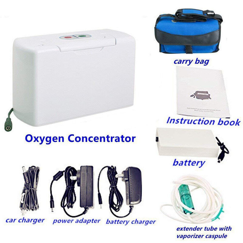2 بطاريات مكثف الأوكسجين المحمول سيارة الأكسجين آلة مولد أكسجين قابل للإزالة الأكسجين بار 24 ساعة المستمر المتاحة