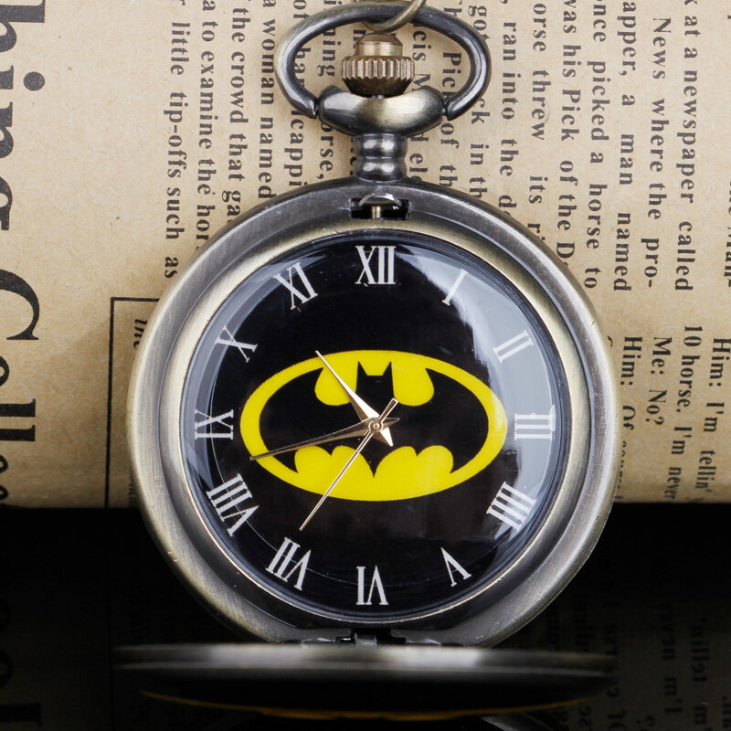 هدية عيد ميلاد العتيقة برونزية ساعة جيب كوارتز قلادة قلادة الخفافيش نمط ساعة ساعة قلادة الرجال النساء الأطفال الملحقات
