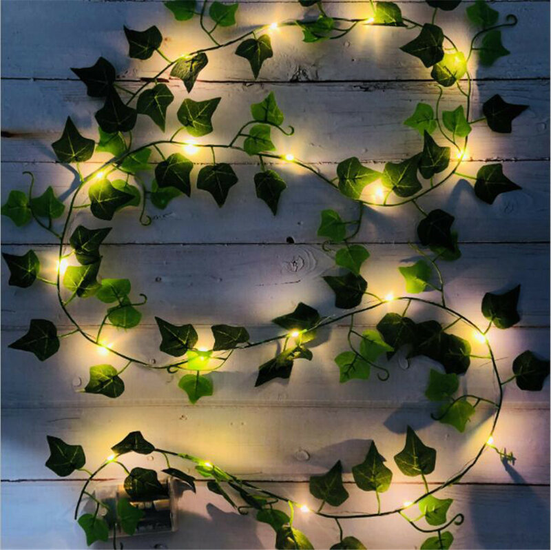 2 متر/3 متر/4 متر نبات اصطناعي لبلاب Led ضوء سلسلة زاحف الأخضر ورقة الكرمة جارلاند لعيد الميلاد الزفاف عطلة أضواء الزخرفية