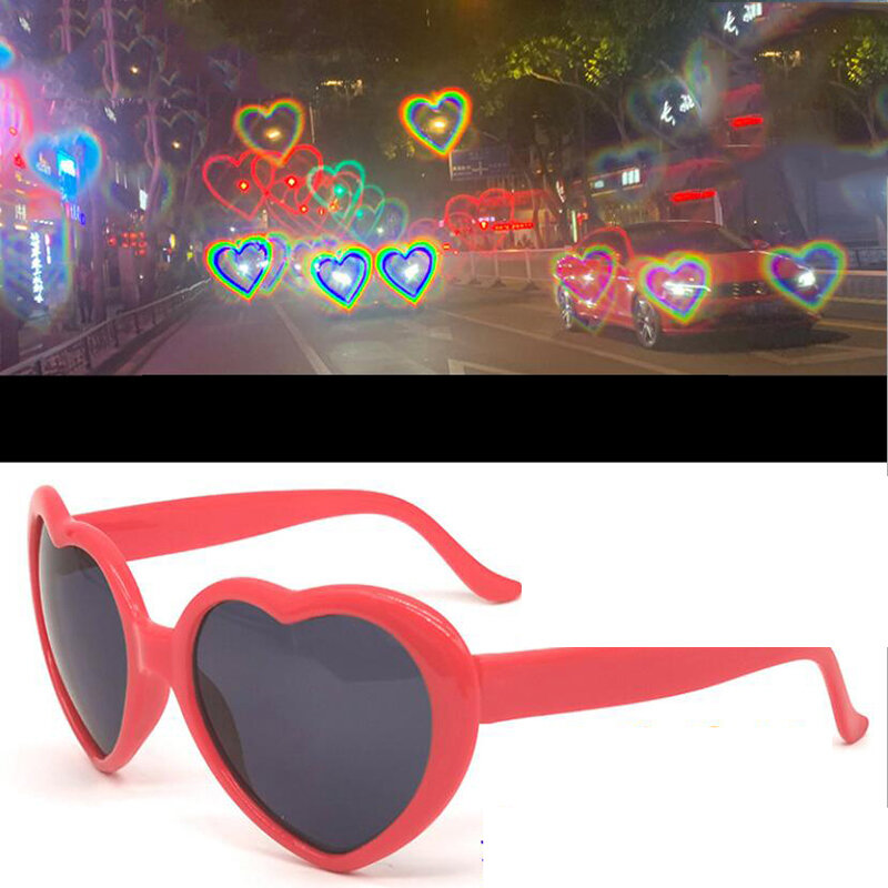 الحب شكل قلب النظارات الشمسية النساء الكمبيوتر ضوء الإطار تغيير الحب القلب عدسة نظارات شمسية ملونة الإناث أحمر أسود ظلال
