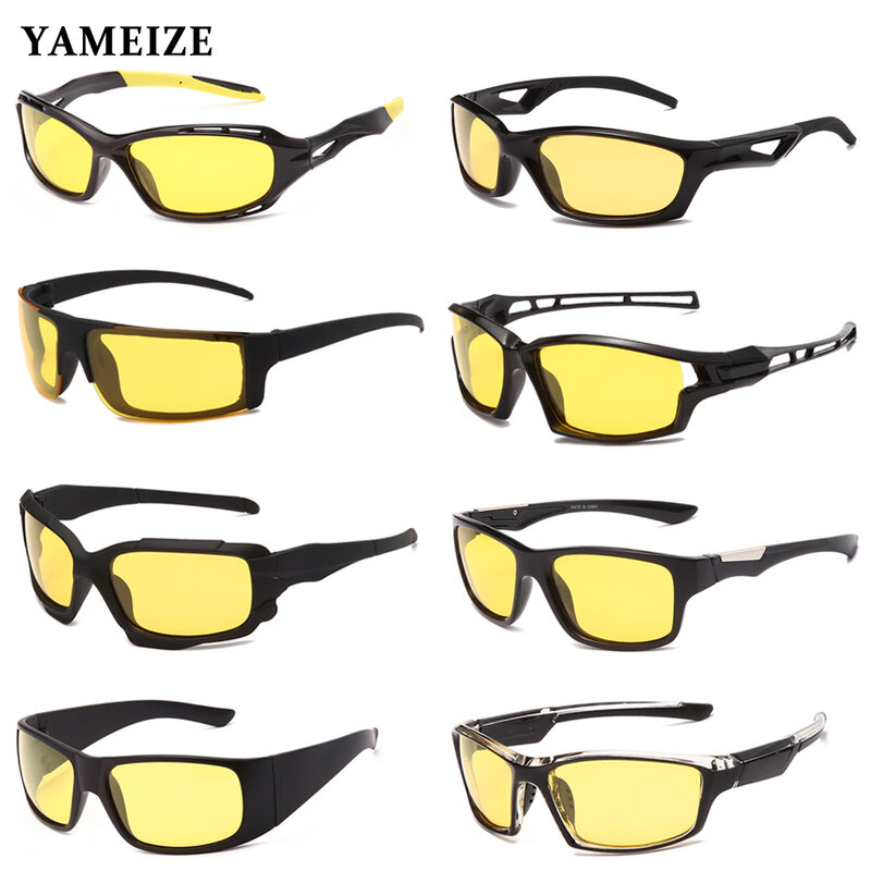 YAMEIZE مكافحة وهج للرؤية الليلية نظارات للقيادة الرجال الاستقطاب النظارات الشمسية النساء سائق نظارات عدسات صفراء اللون الرياضة نظارات