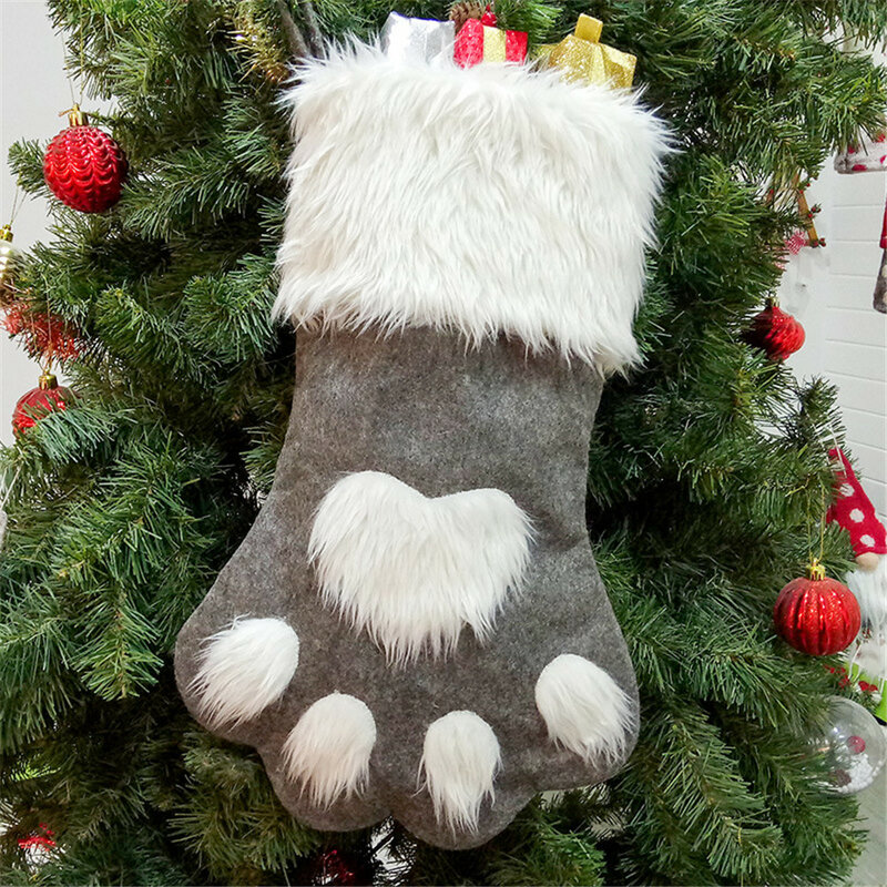 1 قطعة جوارب عيد الميلاد إكسسوارات ديكور منزلي منقوشة هدية الكريسماس أكياس كلب القط باو تخزين الجوارب شجرة عيد الميلاد الحلي