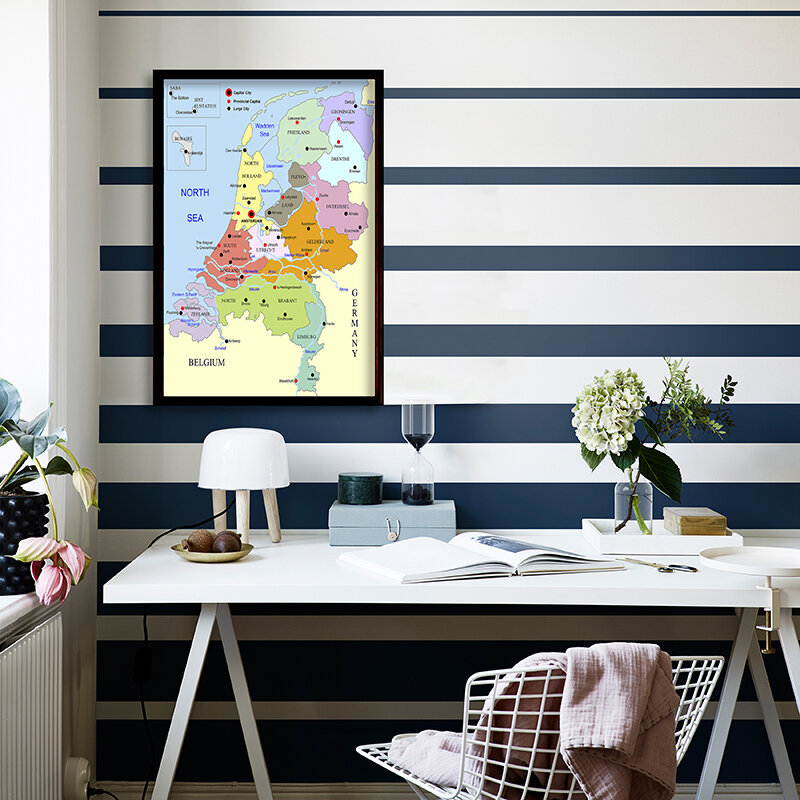 59*84 سنتيمتر الجدار ملصق HD هولندا خريطة الهولندية سلسلة قماش اللوحة الزخرفية ديكور المنزل اللوازم المكتبية هدية عيد ميلاد