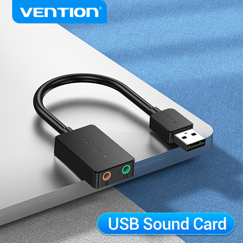 Vention كارت الصوت USB إلى 3.5 مللي متر جهاز التحكم في الصوت محول خارجي كارت الصوت للكمبيوتر المحمول PS4 ميكروفون سماعة الرأس USB كارت الصوت