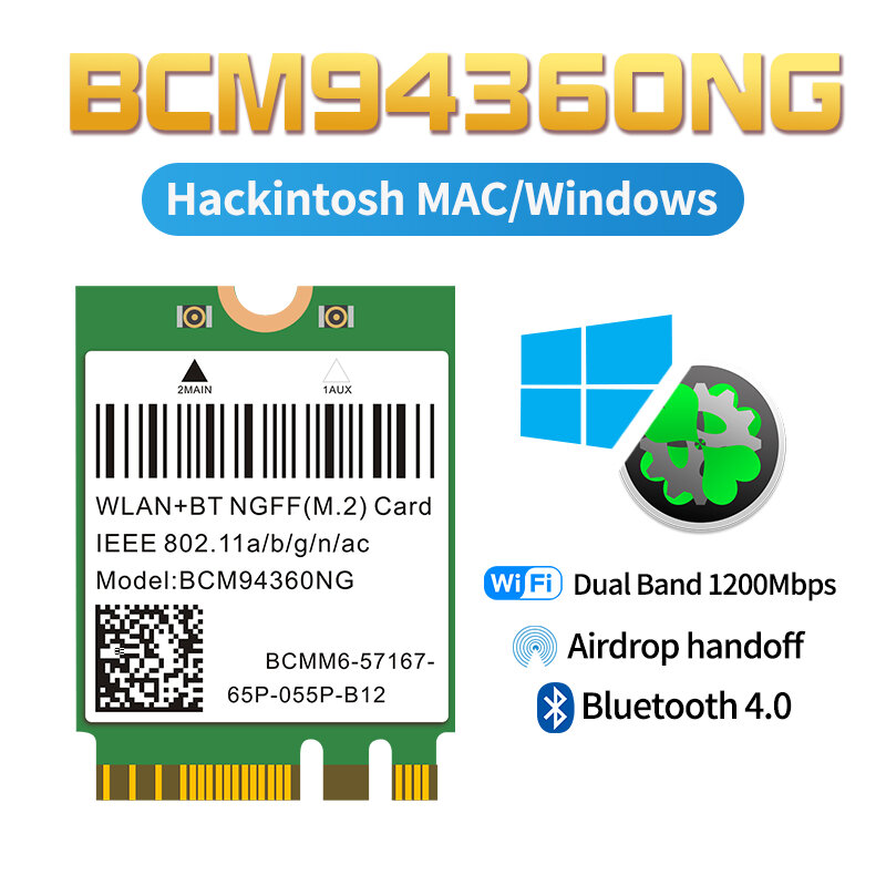 1200Mbps 802.11ac واي فاي BCM94360NG NGFF M.2 BCM94360CS2 5Ghz WLAN بلوتوث 4.0 بطاقة DW1560 ويندوز ماك هاكينتوش ويندوز 11