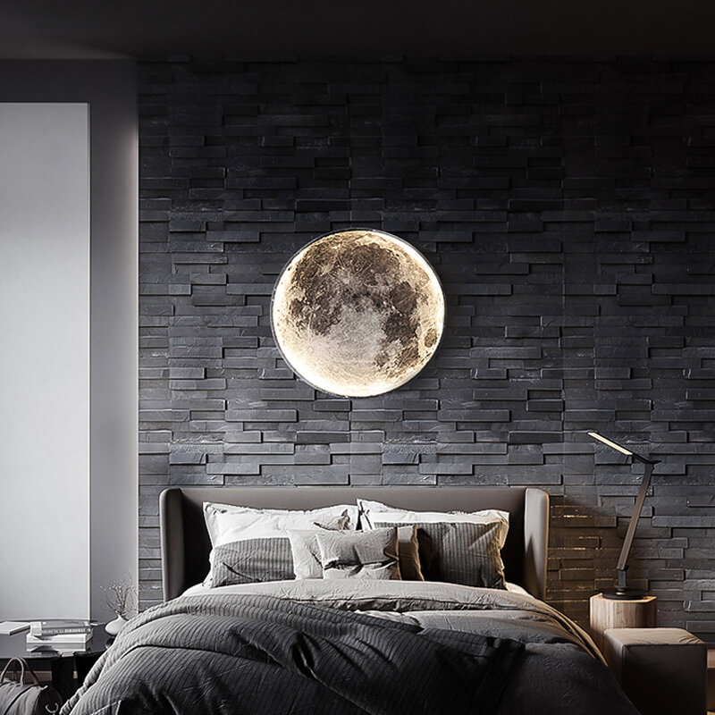 الإبداعية القمر الجدار مصباح مصابيح LED مستديرة ضوء القمر الديكور الجدار ضوء السقف لغرفة النوم السرير أريكة خلفية غرفة الأطفال