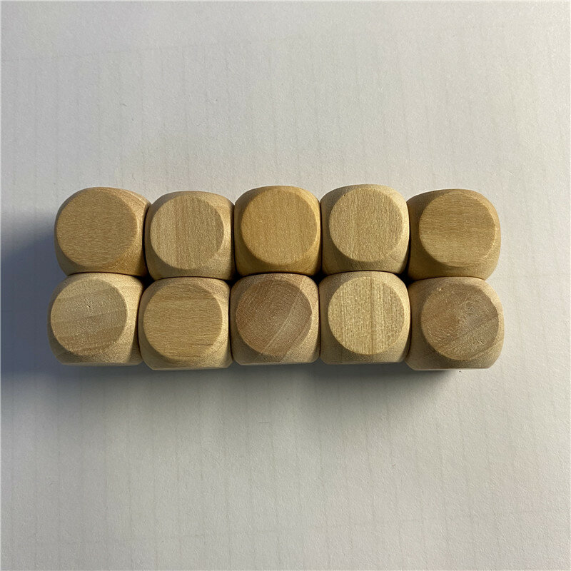 10 قطعة D6 6 الوجهين فارغة الخشب النرد للحزب الأسرة DIY ألعاب الطباعة النقش طفل اللعب
