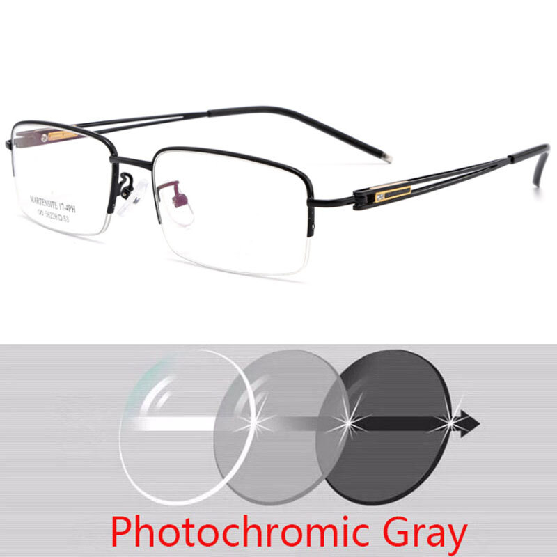نظارات قصر النظر الشمسية شبه بدون إطار نظارات قصر النظر المعدنية للجنسين نظارات طبية Steampunk من 0 -0.5 -0.75 To -6.0