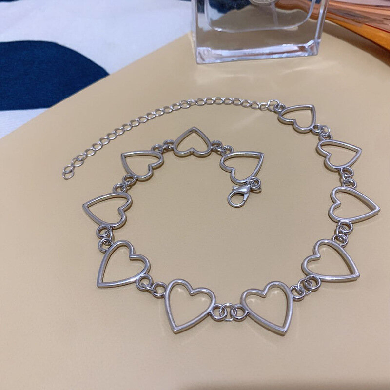جديد الجوف الكورية الحلو قلادة مصممة على شكل قلب قلادة بيان صديقة هدية لطيف Bicolor قلادة مجوهرات كولير فام 2022
