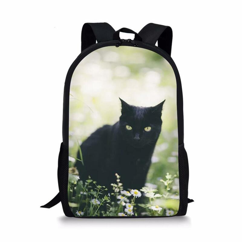 HaoYun حقيبة المدرسة للأطفال القطط السوداء نمط الطلاب كتاب أكياس زهرة الحيوان تصميم العودة إلى المدرسة Satchecl الحقائب المدرسية