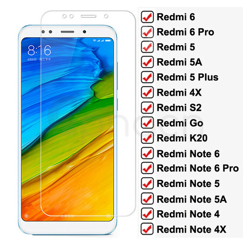 زجاج واقي 9D لشاومي ، فيلم زجاجي مقسّى لـ Redmi Note 6 ، 5 ، 5A ، 4 ، 4X Pro ، 5A ، 6 ، 6A ، 4X ، S2 ، Go ، K20