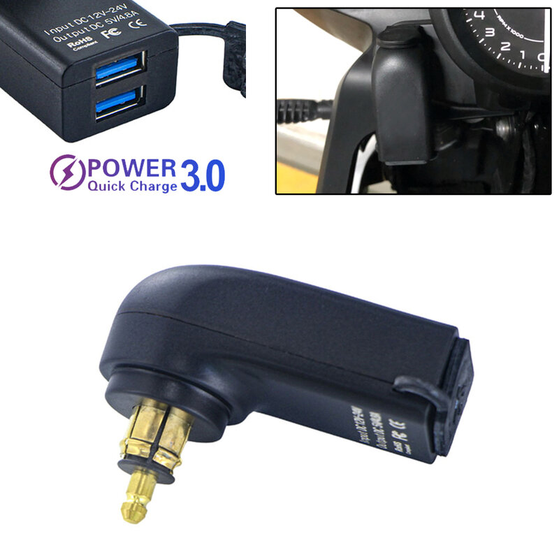 شاحن USB مزدوج محول الطاقة ، Hella DIN المقبس ، BMW F800R ، F750GS ، G310 ، G650X ، GS ، ADV ، F900R ، R1200 ، R1250 ، GS ، R1300GS ، S1000XR ، 12V