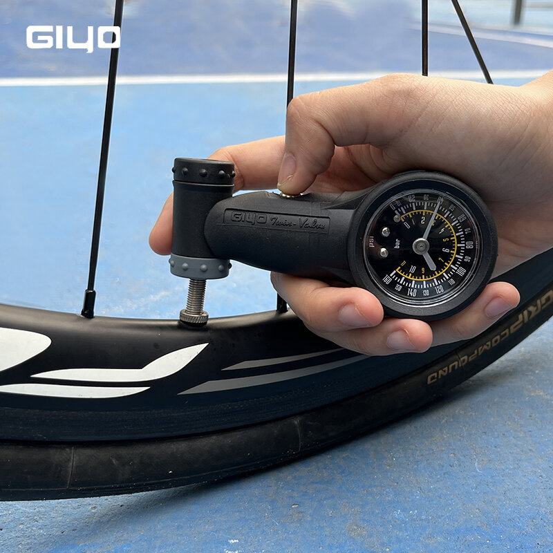 GIYO إطار دراجة مقياس شريدر/بريستا صمامات قياس ضغط الهواء 160 PSI المهنية بارومتر الدراجات اكسسوارات للدراجات