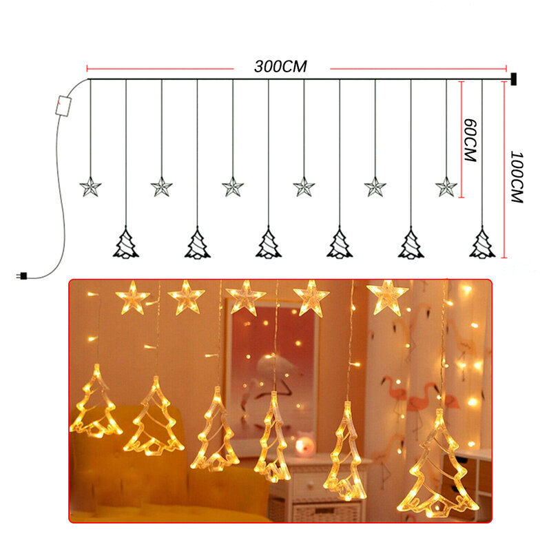 عيد الميلاد LED الغزلان الستار مصباح سلسلة أضواء لامعة جارلاند الحلي ديكور داخلي في الهواء الطلق لحفل زفاف عيد ميلاد
