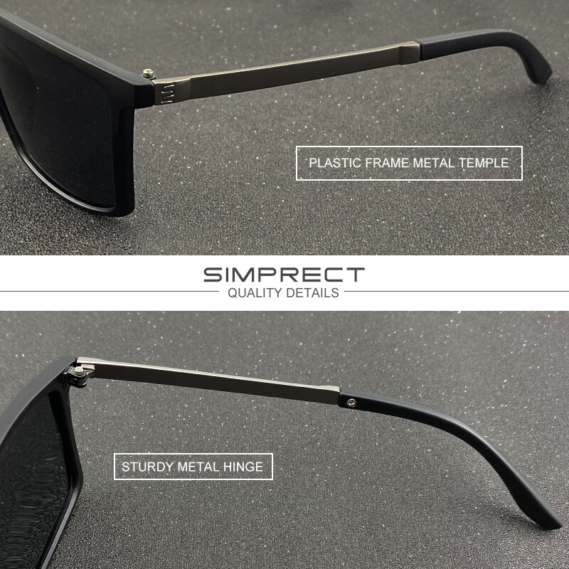 SIMPRECT مستطيل الاستقطاب النظارات الشمسية للرجال 2023 الفاخرة العلامة التجارية مصمم UV400 عالية الجودة موضة ساحة نظارات الشمس oculos