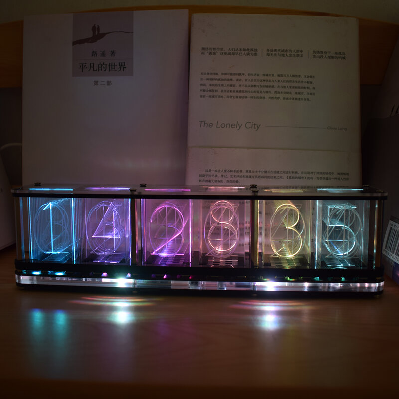 لتقوم بها بنفسك كامل اللون RGB توهج أنبوب ساعة DS3231 الإلكترونية سطح المكتب على مدار الساعة عدة هدية تزيين المنزل مع وظيفة الطيف الموسيقى LED