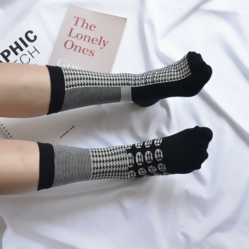 موضة الهندسة الجمالية الجوارب للجنسين شخصية أدبية بتمشيط جوارب قطنية الكورية Harajuku الفن الجوارب Sox دروبشيبينغ 2020