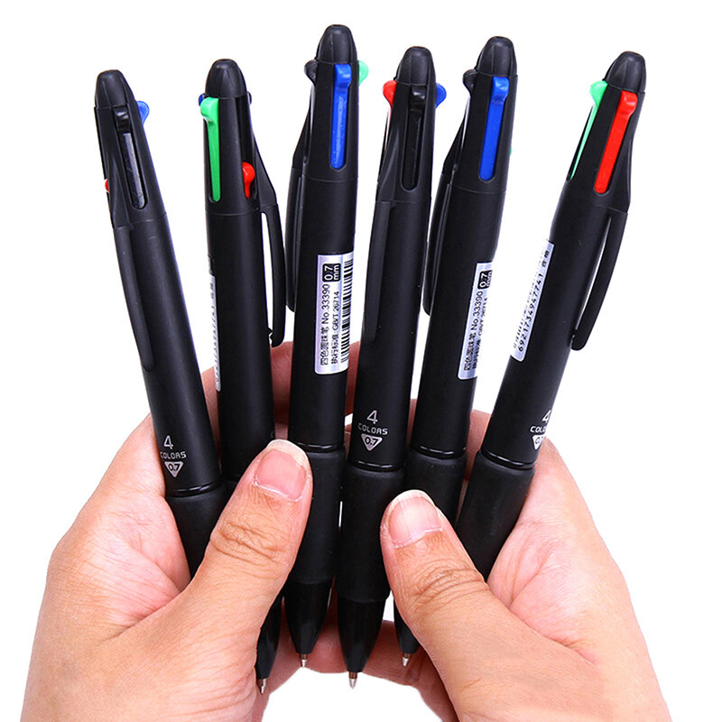 4 في 1 متعدد الألوان القلم الإبداعية قلم حبر جاف ملون قابل للسحب أقلام حبر جاف متعددة الوظائف القلم لكتابة قلم القرطاسية