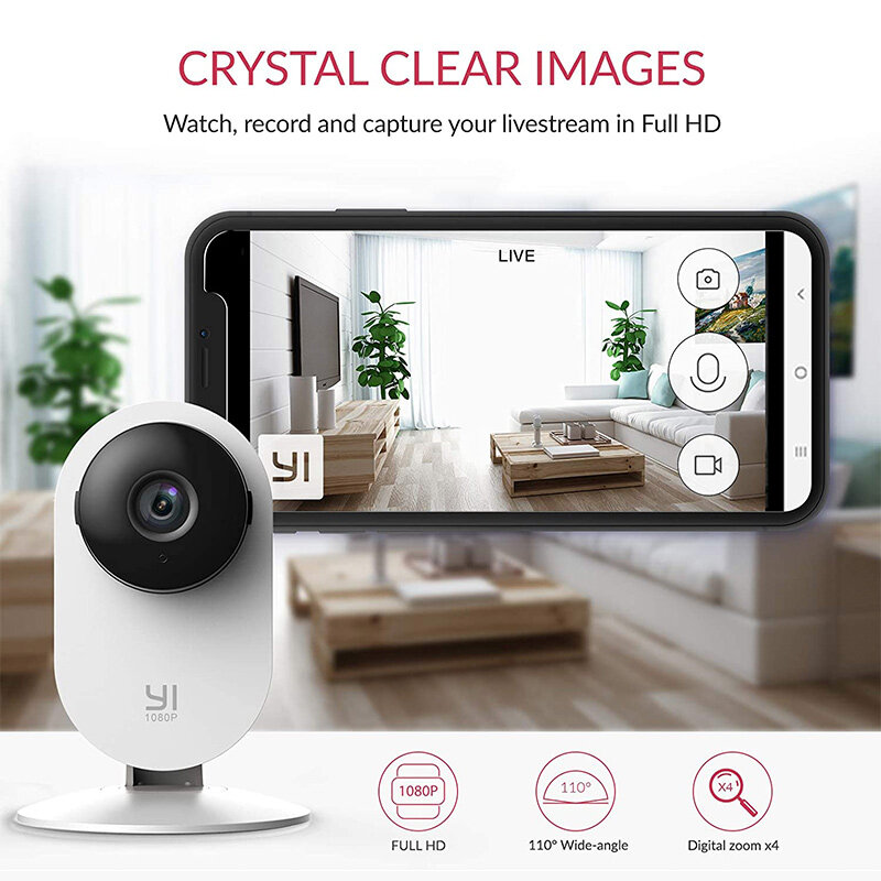 كاميرا مراقبة Yi-ip 1080p ، كاميرا منزلية ذكية ، صوت ثنائي الاتجاه ، واي فاي ، مع تسجيل الفيديو ، الأمن ، تسجيل الفيديو