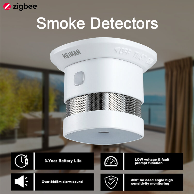 هيمان زيجبي 3.0 إنذار كاشف دخان الحريق نظام المنزل الذكي 2.4GHz حساسية عالية منع السلامة الاستشعار شحن مجاني