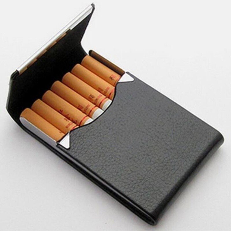 1 قطعة حافظة سجائر بسيطة السيجار صندوق تخزين الفولاذ المقاوم للصدأ متعددة الوظائف بطاقة حالات PU حامل التبغ اكسسوارات التدخين