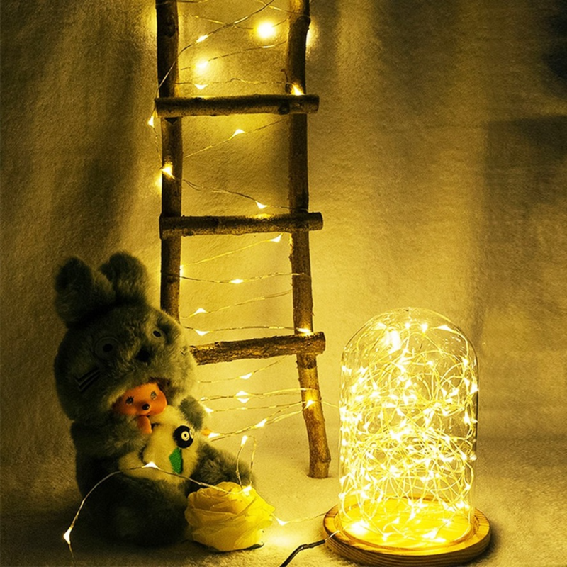 OuuZuu LED الجنية ضوء صغير عيد الميلاد ضوء خيط سلك نحاسي ضوء مقاوم للماء CR2032 بطارية لحفل زفاف عيد الميلاد جارلاند