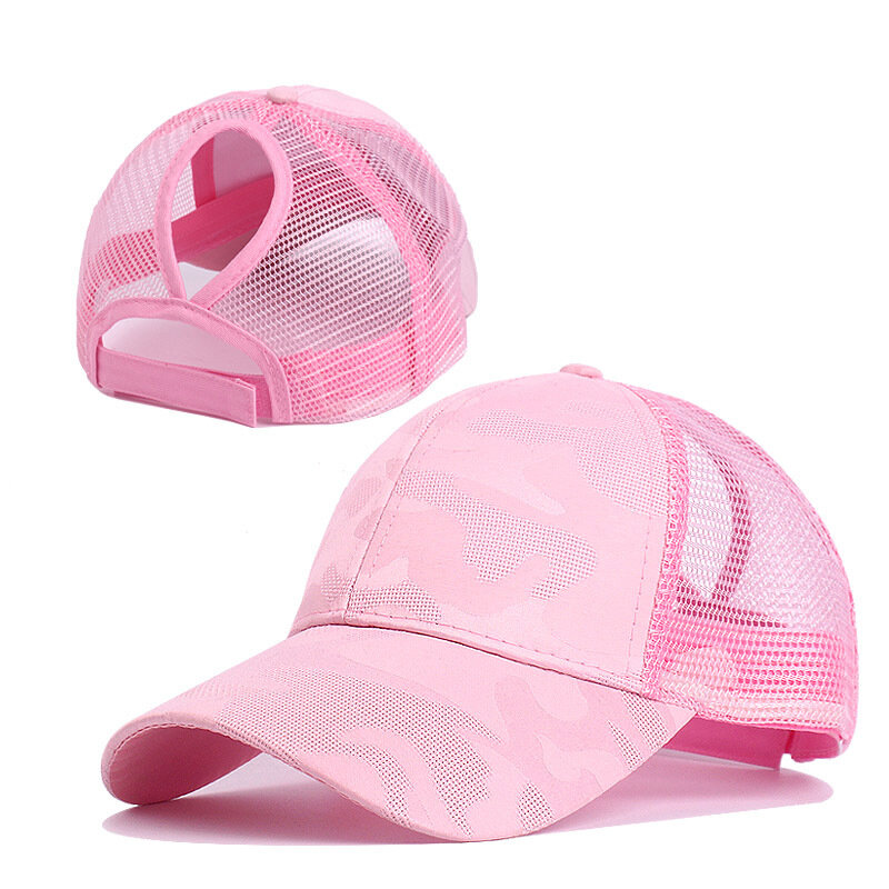 2021 المرأة ذيل حصان قبعة بيسبول شبكة التمويه الصيف الترفيه بسيط Snapback قبعة في الهواء الطلق الشارع الشهير الرياضة قبعة للنساء الرجال