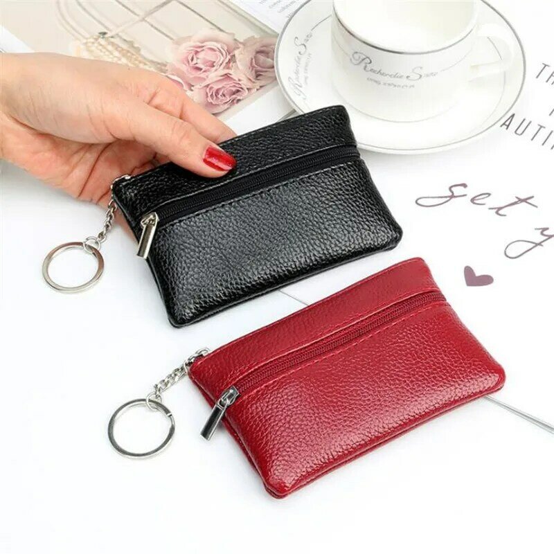 بولي Leather جلد محفظة للعملة المرأة الصغيرة تغيير أكياس المال جيب محافظ حافظة مفاتيح صغيرة وظيفية الحقيبة سستة بطاقة المحفظة