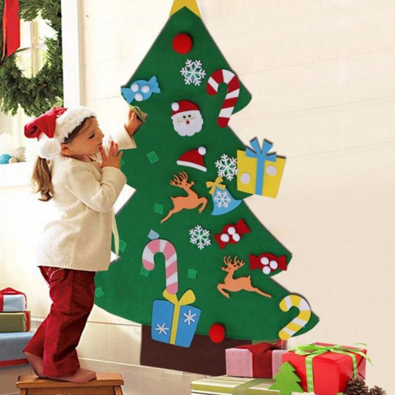 لتقوم بها بنفسك شعرت شجرة عيد الميلاد مجموعة مع الحلي الجدار الشنق ورأى شجرة عيد الميلاد للأطفال الصغار عيد الميلاد السنة الجديدة زينة الهدايا