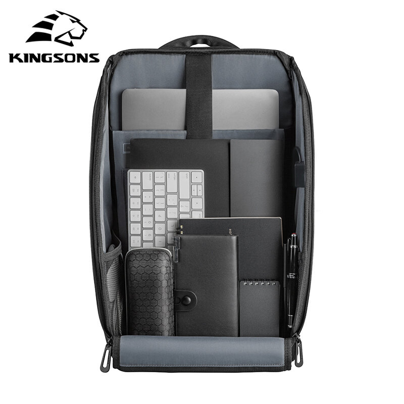 Kingson رجل حقيبة الظهر صالح 15 بوصة كمبيوتر محمول مع ترقية شحن USB الرجال متعددة الوظائف السفر مكافحة سرقة حقيبة مضادة للماء Mochila